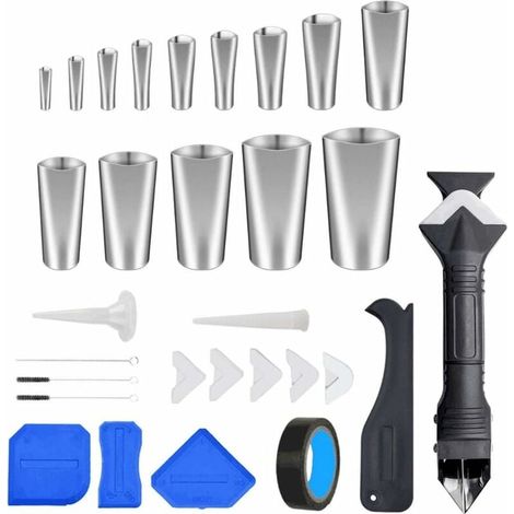 Ensemble de 31 embouts de calfeutrage, embouts d'étanchéité en acier inoxydable, outils de calfeutrage, embouts de calfeutrage pour salle de bain et cuisine (1/5)