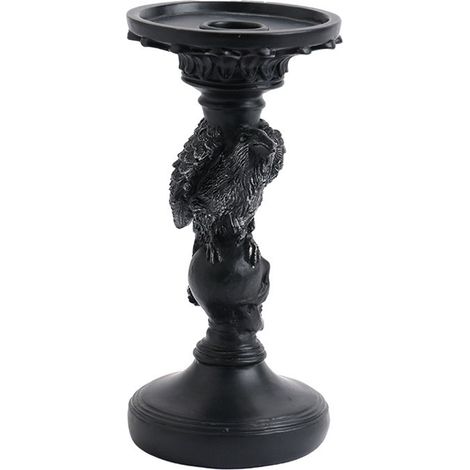 Support Pour Bougie Colonnes - Support Décoratif Halloween En Résine Époxy - Pour Bougie De 7,6 cm - Noir Aspect Vieilli - 1 Pièce (1/5)