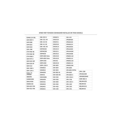 Recipient a sel/adoucisseur d'eau pour lave-vaisselle (ORIGINAL Beko) reference: 1764900100