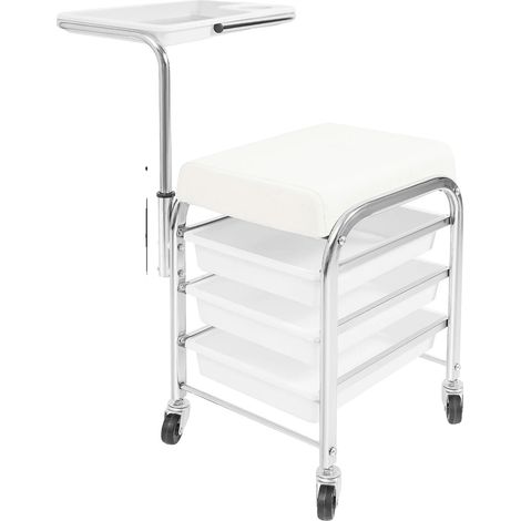 Chariot de Salon, Hauteur Réglable, Solution de Rangement Durable, BLANC (1/2)