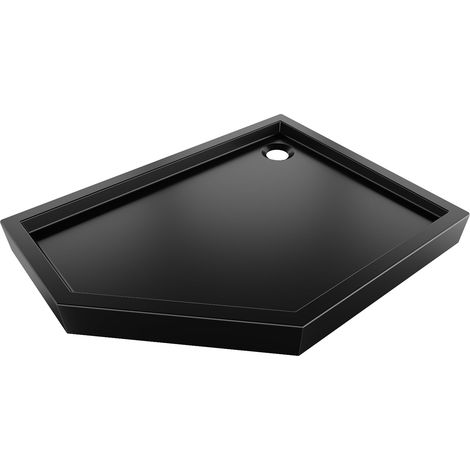 Mexen Flow+ piatto doccia pentagonale destro 90 x 80 cm, nero opaco - 46P708090RH (1/5)