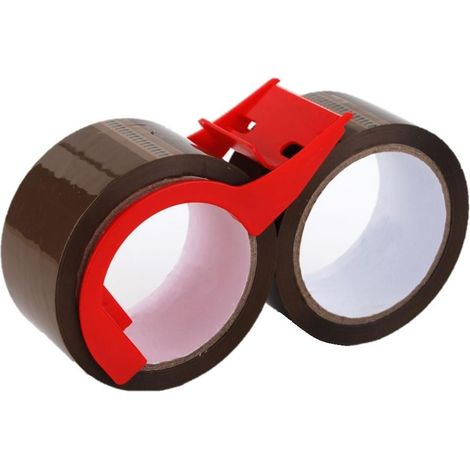 TrendLine Packband-Set braun 48 mm x 50 m 2 Stück mit Abroller Packband