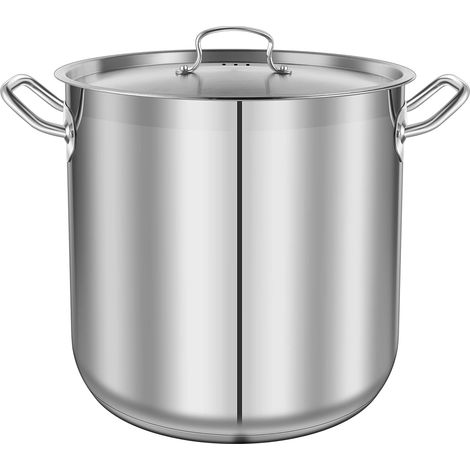 NutriChef Pentola da 40 Litri in Acciaio Inox, Adatta per Induzione, con Coperchio e Manici Rinforzati, Distribuzione Uniforme del Calore, Compatibile con Tutti i Piani Cottura (1/5)