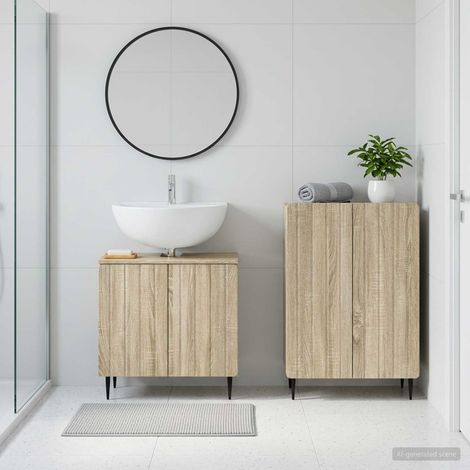 vidaXL 2 Piece Bathroom Cabinet Set ZWOLLE Sonoma Oak Engineered Wood (1/5)