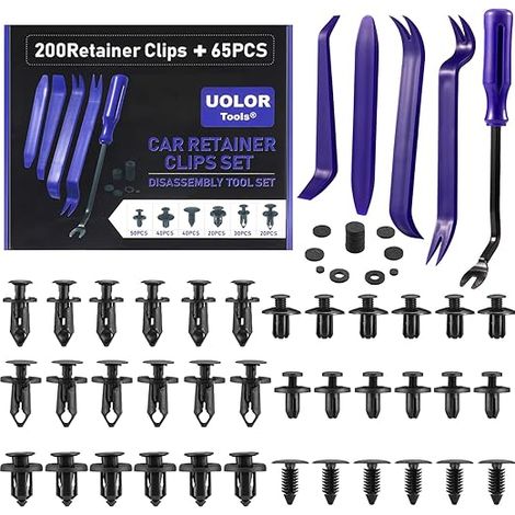 Kit Rivet Plastique avec Types de Pinces de Garniture de Porte et Clips pour Pare-Chocs avec Outil de Démontage (1/5)