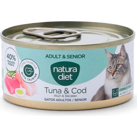 Natura Diet CAT Adult & Senior Paté Tuna & Cod 85Gcaja x24