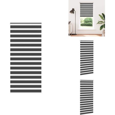 Store zèbre noir 110x230 cm largeur du tissu 105,9 cm polyester - Store Zébré - Stores Zébrés - Store À Enrouleur Zébré - Double Store À Enrouleur (1/5)