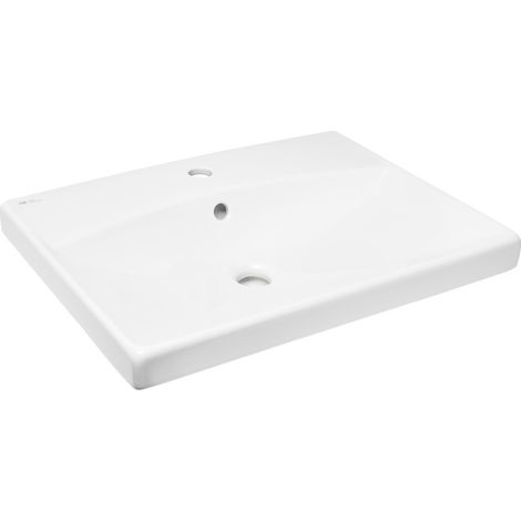 Swiss Aqua Technologies – Vasque suspendue 60cm – SATBRE6045S – Céramique blanche avec trou robinetterie – Dimensions 60x45x14cm – Avec trop-plein