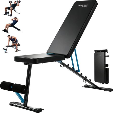 Banc de musculation pliable et réglable pour salles de sport à domicile, capacité de charge de 300 kg, dossier réglable sur 7 positions. (1/5)