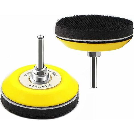 Lot de 2 patins de ponçage auto-agrippants de 7,6 cm pour disques de ponçage avec tige de 6, mm pour perceuse