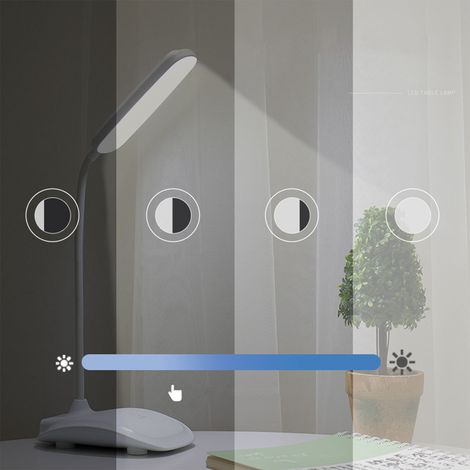 Bogo 7018 weiße Schreibtischlampe, USB-wiederaufladbar, drei Farbtemperaturen, stufenlose Dimmung, Touchscreen, 360-Grad-Drehung. (1/5)