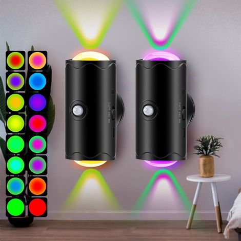 Lampe à Détecteur, Applique Sans Fil, 16 Couleurs Avec 16 Couleurs Changeantes, Batterie Rechargeable 1500mAh, Veilleuse pour Chambre, Couloir, Entrée (1/5)