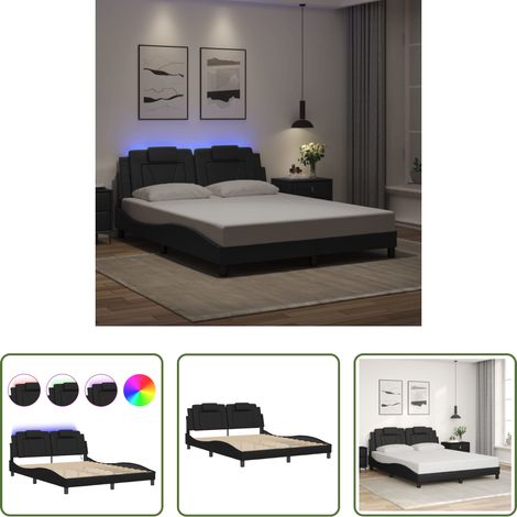 LED-Leuchten - Bettgestell "Viana" mit LED ohne Matratze Schwarz 160x200 cm (1/5)