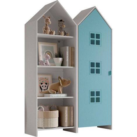 Pack - Étagère Enfant & Armoire "Casami Bruges" 171cm Blanc & Bleu (1/3)