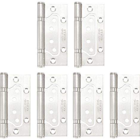 Lot de 6 charnières plates en acier inoxydable pour portes et fenêtres, charnières silencieuses, quincaillerie pour meubles (1/5)