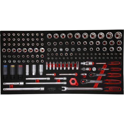 KS Tools 1/4 + 3/8 + 1/2 Steckschlüssel-Satz in Schaumstoffeinlage, 156-tlg. (1/3)