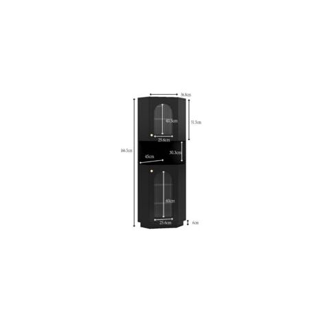 Meuble d’angle avec bande LED – Colonne de rangement, dimensions 45 x 45 x 166,5 cm, pour salon, cuisine et salle de bain, noir – Gain de place élégant (1/5)