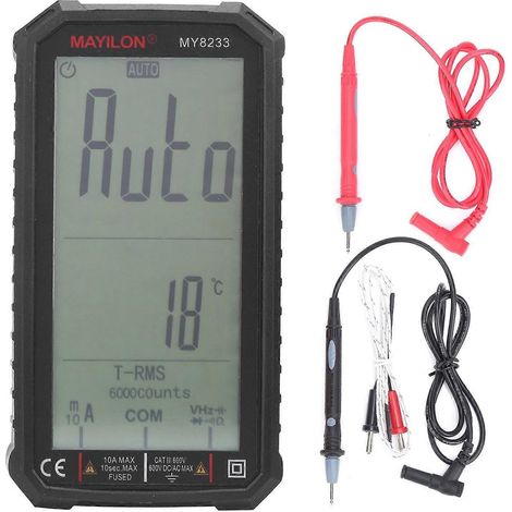 MY8233 Digitalmultimeter mit Vollbildanzeige und 2-farbiger Hintergrundbeleuchtung, Gleich-/Wechselstrom- und Spannungsprüfer