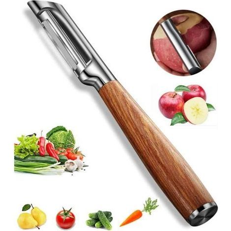 (Silber, Braun) Gemüseschäler – Multifunktional – Edelstahl 304 – Ergonomisches Design – Silber und Braun (1/4)