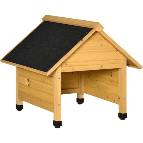 Garage in legno per robot tagliaerba, carport 75x76x70 cm, giallo, protezione da sole e pioggia per robot tagliaerba, in loco (1/5)