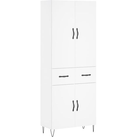 Aparador cómoda mueble de almacenaje organizador cocina salón salón alto 695 x 34 x 180 cm madera de ingeniería blanco 020032699