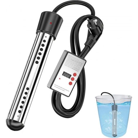 Dompelverwarmer 2000W - Roestvrij Staal 304 - Met LCD Temperatuurindicator - Voor Badkuip Tank Emmer - 1 Stuk (1/5)