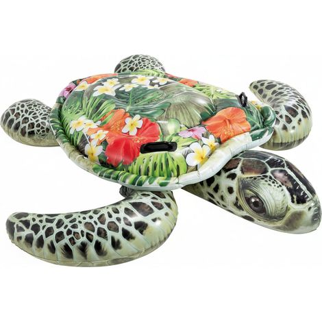Inflatable Realistic Sea Turtle Ride-On Ã¢â‚â€œ Multicolored Pool Float with 2 Handles
