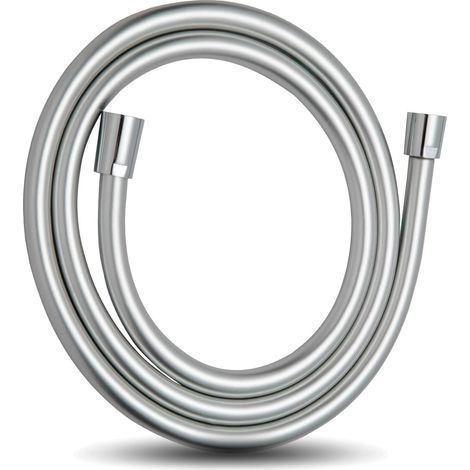 Flexible de Douche 3.0 m, Avec Protection Anti-torsion, Flexible Douche en PVC, Tuyau Douche haute Pression de Rechange, Pour Robinetterie de Salle de Bain, Argent (1/4)