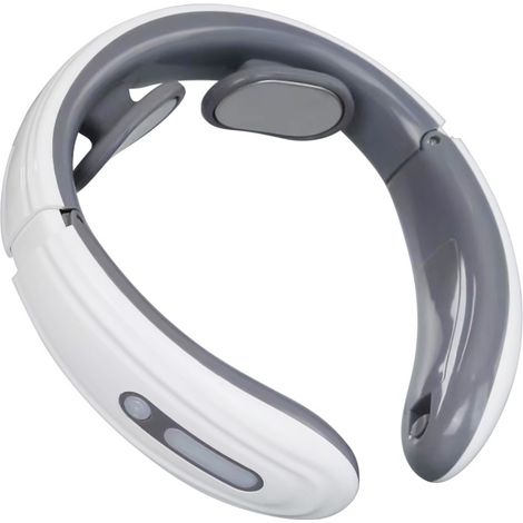 Masajeador eléctrico portátil para el cuello, ideal para relajarse y aliviar el dolor cervical. Cuenta con 6 modos de masaje, 9 niveles de intensidad, temporizador de 15 minutos y funciona con pilas. (1/5)