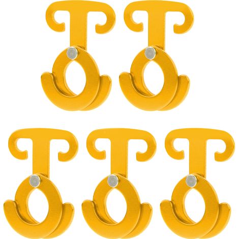 Set aus 5 T-Ringen mit Schlaufe für Campingseile, aus ultraleichter und robuster Aluminiumlegierung, selbstsichernd, für Outdoor-Zelte (goldfarben). (1/5)