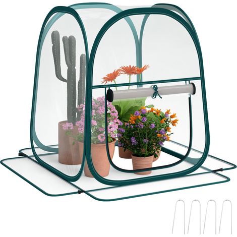 Mini serre pliante pop-up d'extérieur avec porte enroulable et couverture transparente