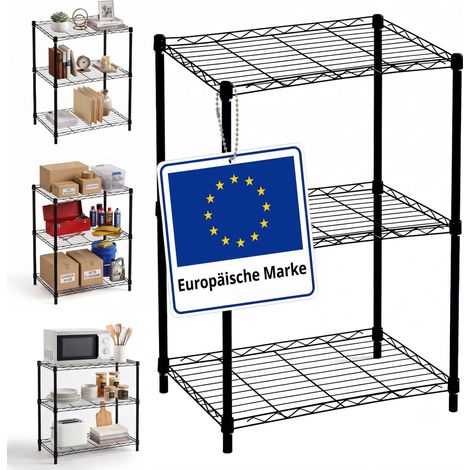 Relaxdays Metallregal, 3 Ebenen je bis 35 kg, HBT: 84 x 56 x 35 cm, Haus, Keller & Garage, Stecksystem, Stahl, schwarz (1/5)