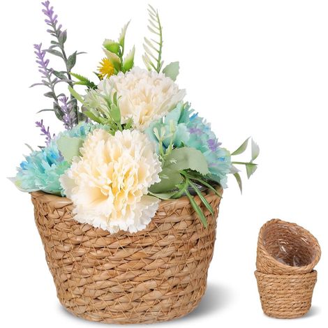 Panier de Fleurs Tissé Naturel Pot de Plantes Intérieur avec Doublure Décoration pour Maison (1/5)