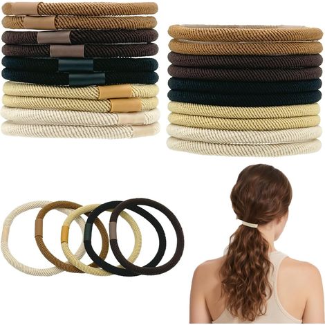 Chouchous Cheveux en Coton [20Pcs], Elastiques Cheveux Sans Métal Bandes Ties Cordes Chouchou Accessoires Cheveux pour Femme ou Filles (Couleurs Foncées) (1/5)