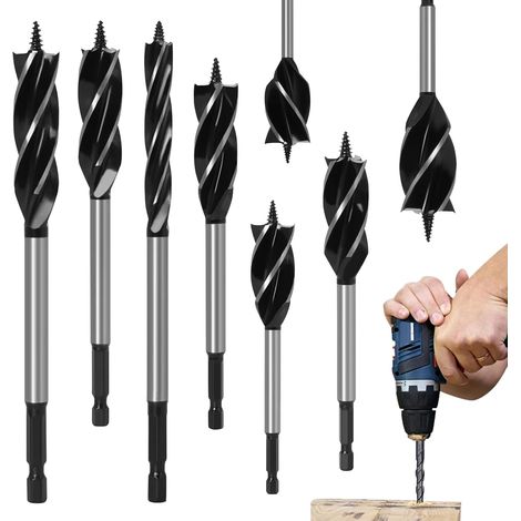 8-Piece Wood Drill Set, Professional Wood Drill Set, Auger Drill Bit Self-Feed Steel Auger Drill Bit Including 10 mm, 16 mm, 18 mm, 20 mm, 22 mm, 25 mm, 32 mm, 35 mm for Drills and Drill Stands (1/5)