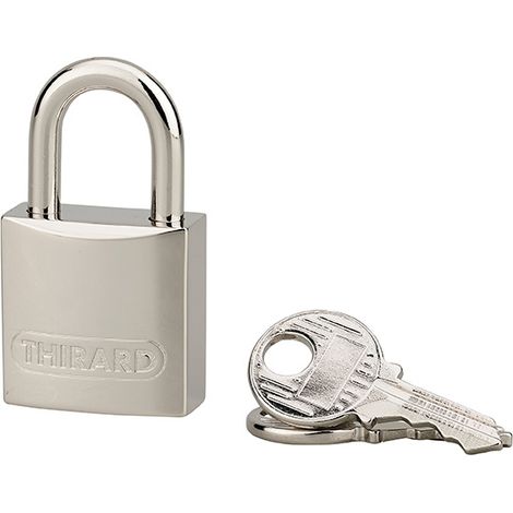 Lucchetto a chiave Luxe, ottone, interno, arco in ottone, 20mm, palladio, 2 chiavi - THIRARD