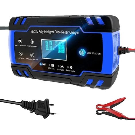 Chargeur de batterie de voiture, fonctionnement automatique, affichage numérique intelligent, Bleu UE (1/2)