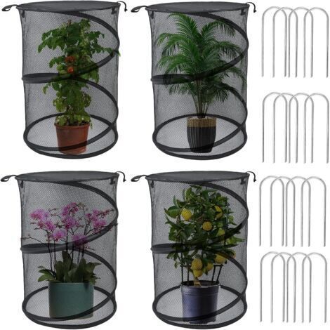 BUNTHAUS Noire Lot de 4 cloches de jardin pop up pour plantes, 50,8 x 33 cm (H x P)  Cloches de protection pour plantes d'extérieur  Cloche de protection pour plantes d'extérieur  Cloche de poulet (1/5)