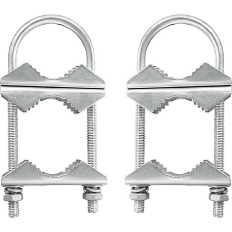 2 pièces Pince de mât d'antenne Double Support de mâchoire en V Lourd boulons en U matériel de Montage de Tuyau pour antenne TV parasols Drapeaux et Cannes à pêche antenne WiFi (1/5)