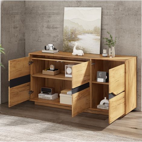 Aparador salón con 3 puertas y estantes ajustables OKMYHOME (1/5)