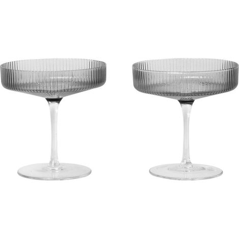 ferm-living Ripple coppe da champagne grigio fumé 11 cm