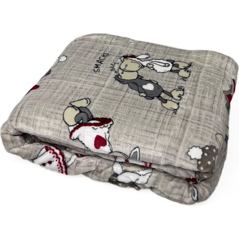 Plaid Morbido Stampato Coperta Calda Inverno Divano Sherpa Disegno Pecorelle, misuraSingolocolorePecorelle (1/4)