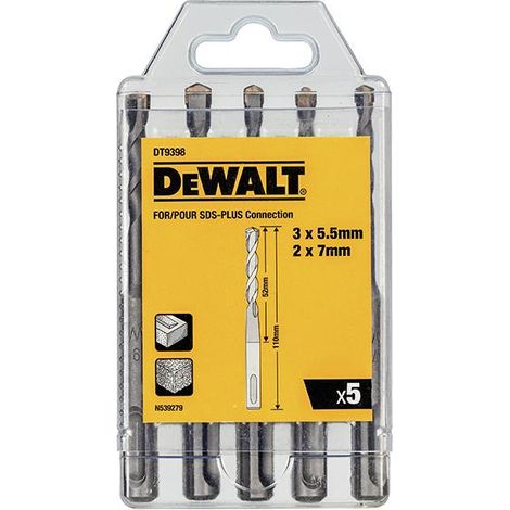 Dewalt DT9398-QZ SDS Plus 5-Piece Drill Bit Set for Concrete and Masonry (1/2)