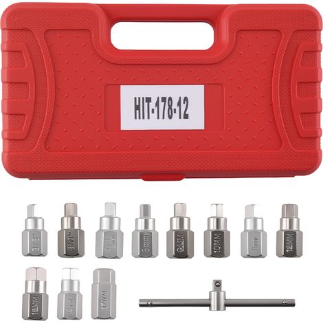 Kit 12 Pezzi Bussole Esagonali Tappo 3/8" 8-17mm Barra a T Materiale 40Cr (1/5)