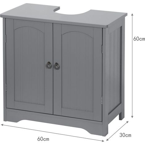 Mobile sottolavabo contenitore elegante bagno 60 x 60 x 30 cm con ripiano regolabile in MDF bianco 130017772