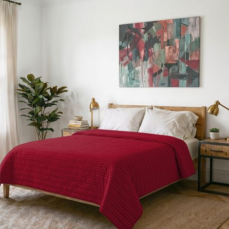 Satin Stripe Couette d'été Bordeaux, Double (1/5)