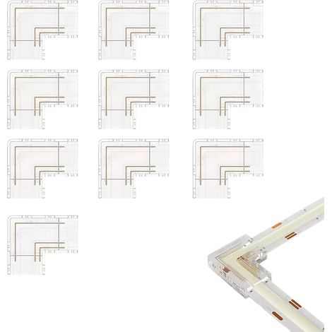 Connecteurs 2 broches en L transparents sans soudure pour bandes COB LED,8mm jonctions d'angle à 90° pour bandes LED monocolores 5V/12V/24V (10 pièces) connexion d'angle sans soudure (1/5)