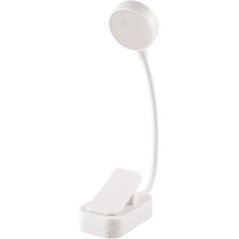 Lampe de lecture rechargeable - Lampe de table - Éclairage LED - Lampe à pince pour livres - Réglable - Matériau PP - Blanche (1/5)