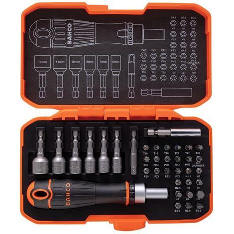 Bahco 59/S36BCR Ratcheting Coloured 36-Piece Mixed Bit Set with Case