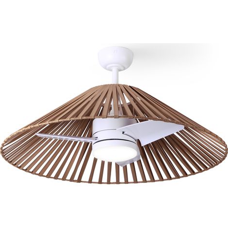 Ventilateur de plafond extérieur TERRA Ø89 cm LED 18 W blanc – Moteur DC silencieux, IP44 (1/5)